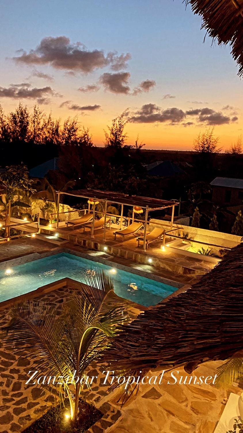 Pool view, Swimming pool, Sunset