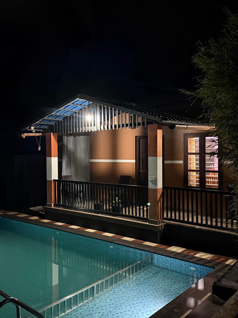 Property building, Night, Swimming pool