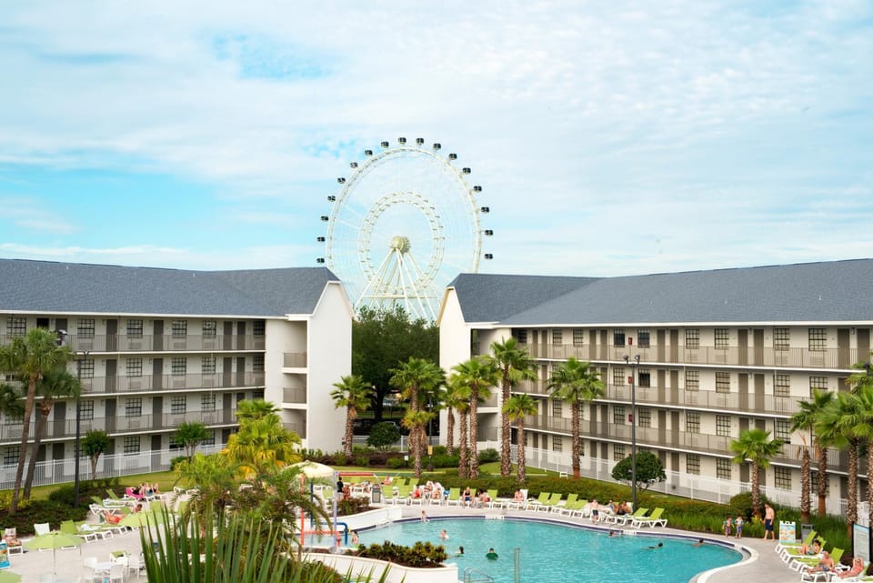 Property building, Nearby landmark, Day, Activities, View (from property/room), Balcony/Terrace, Landmark view, Pool view, Swimming pool, sunbed
