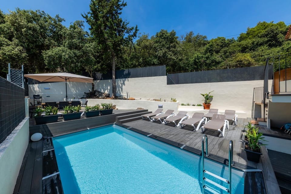 Property building, Living room, Swimming pool