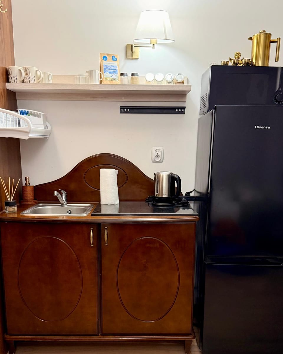 Kitchen or kitchenette, oven