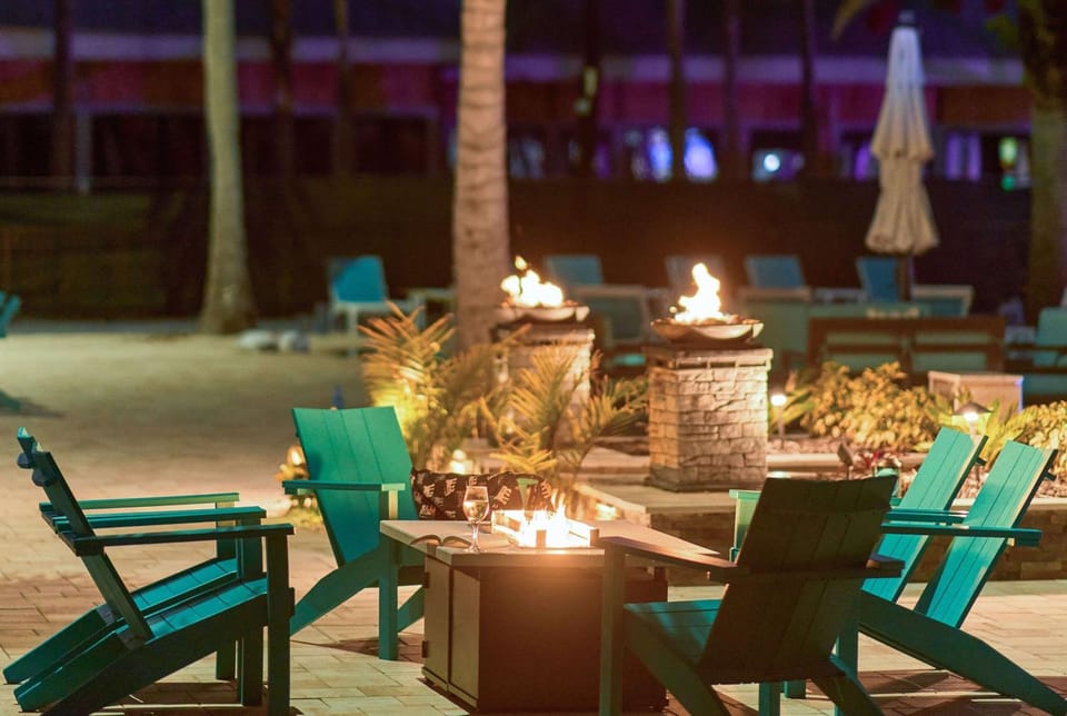 Patio, Night, Swimming pool