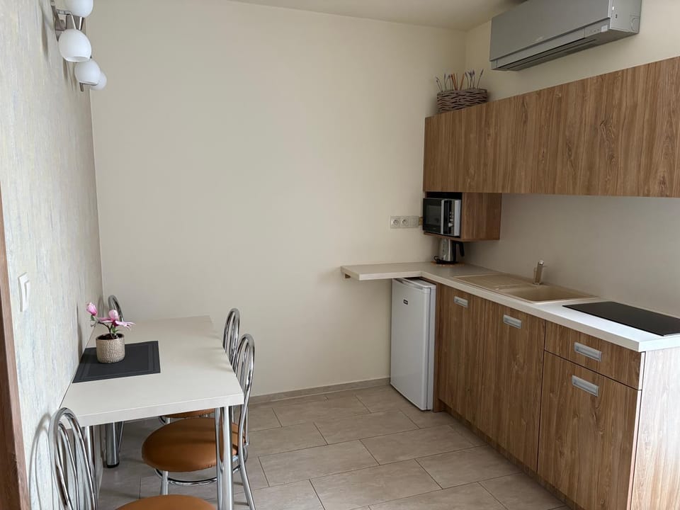 Kitchen or kitchenette, Dining area, stove