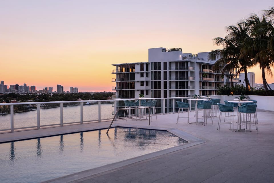 Pool view, Swimming pool, Sunset
