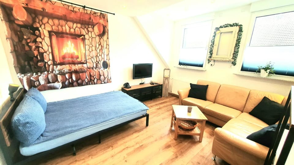 Bed, TV and multimedia, Living room, Seating area
