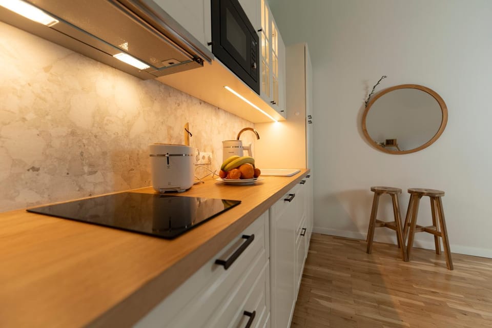 Kitchen or kitchenette, stove, toaster