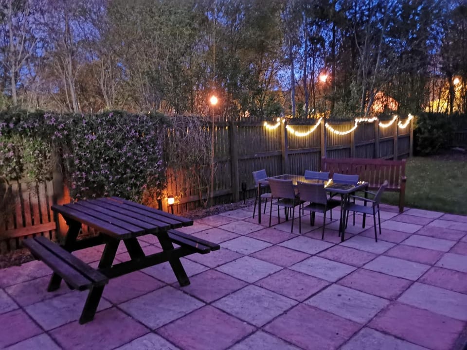 Patio, Spring, Night, Garden, Seating area, Evening entertainment