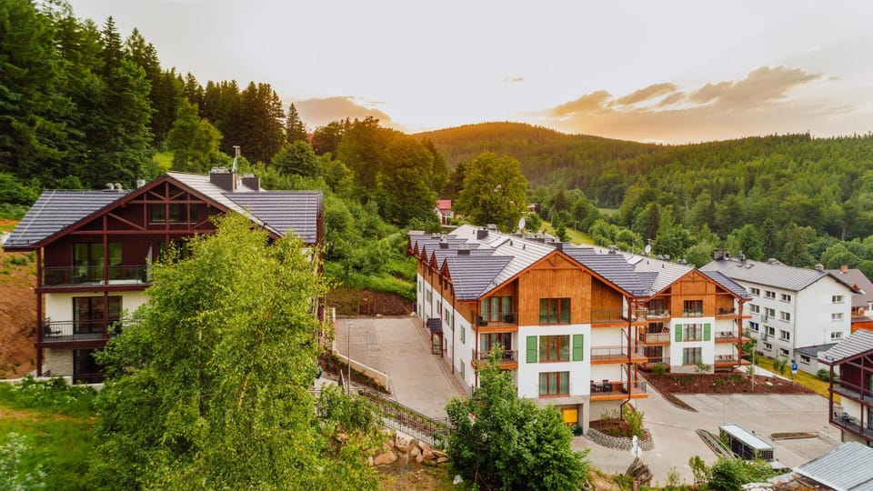 Property building, Bird's eye view, Summer, Mountain view
