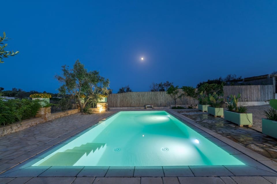 Night, Pool view, Swimming pool