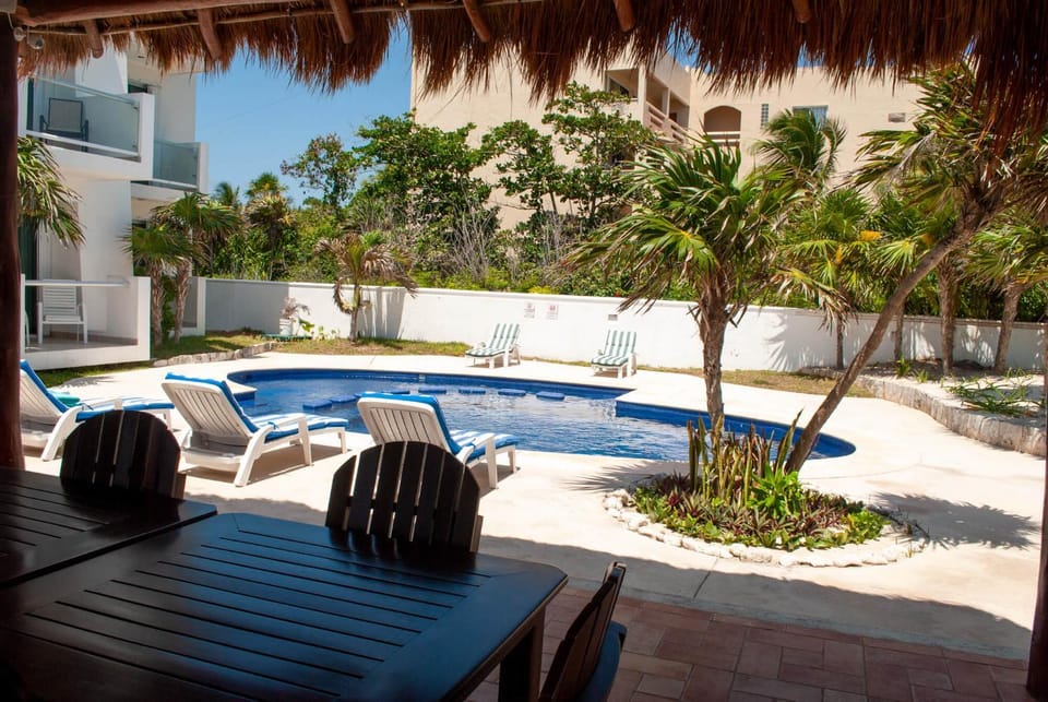 Patio, Day, Garden, Beach, Garden view, Pool view, Swimming pool, sunbed