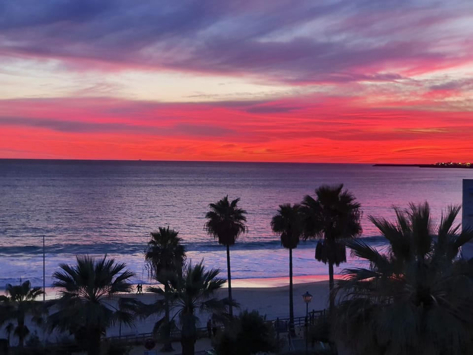 Beach, Sea view, Sunset