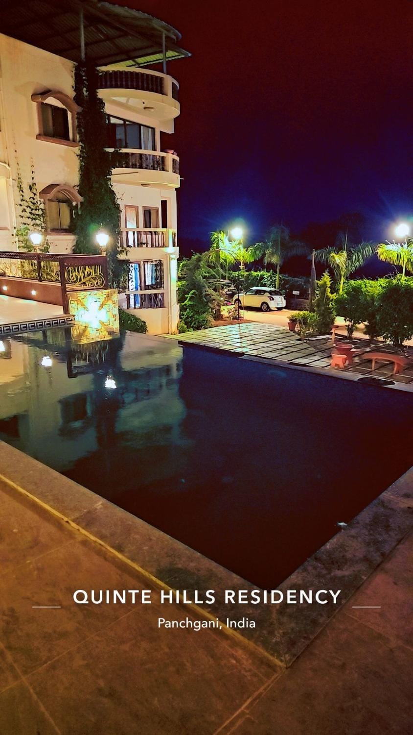 Night, Pool view, Swimming pool