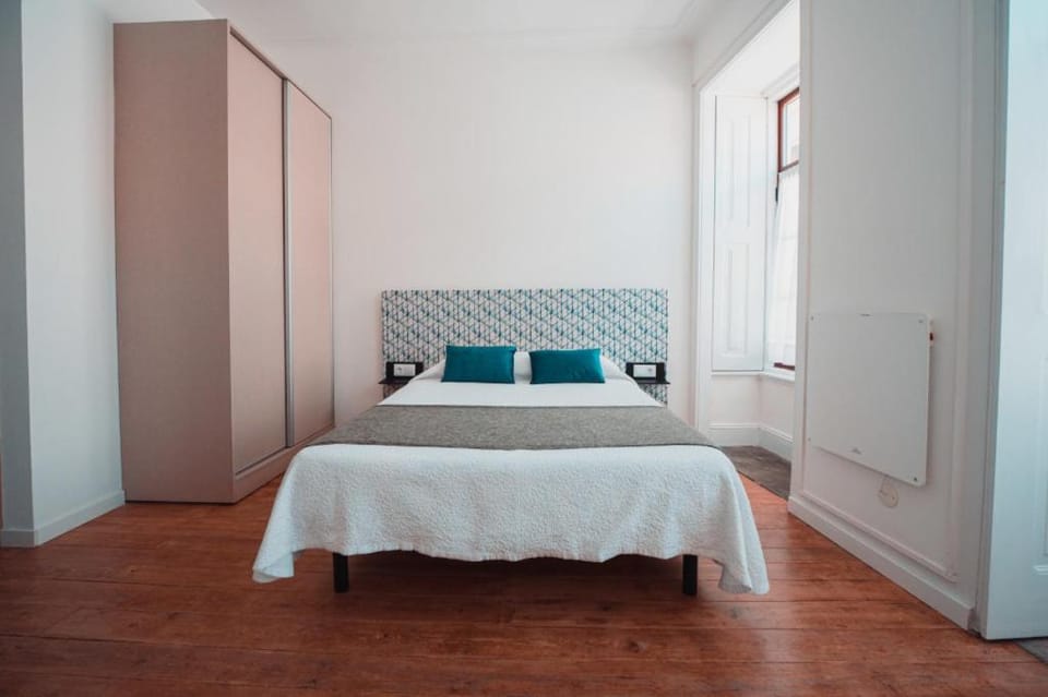 Bed, wardrobe
