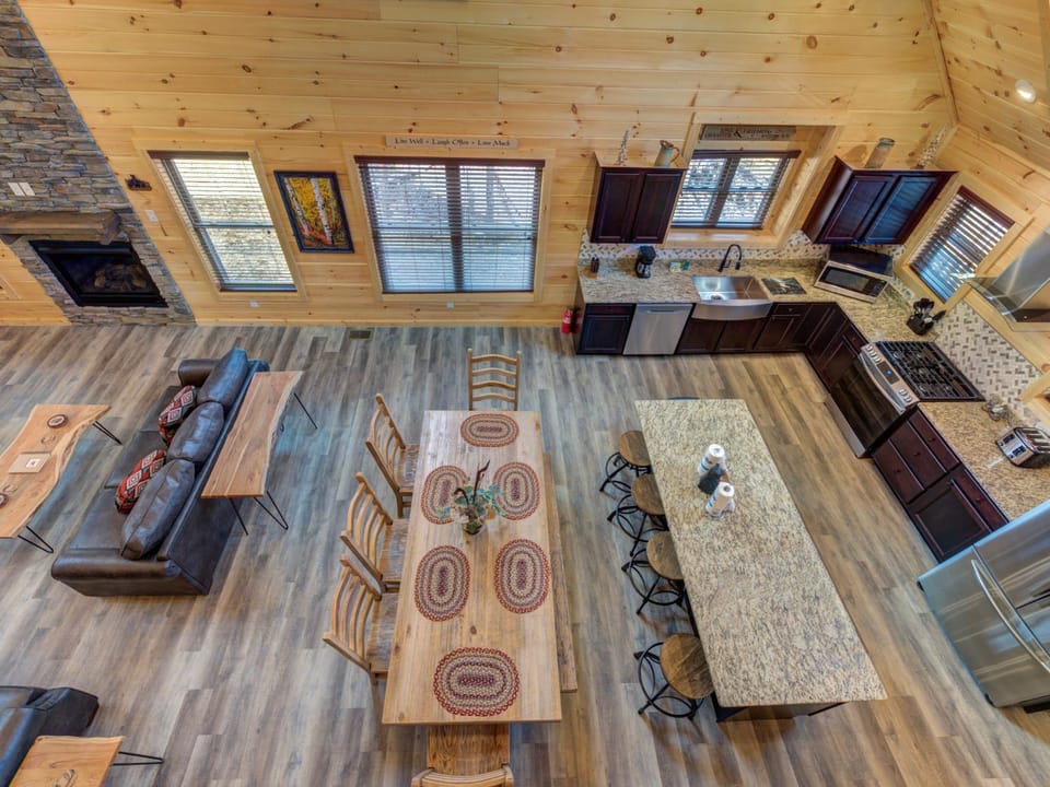 Living room, Seating area, Dining area, fireplace, furniture, kitchen