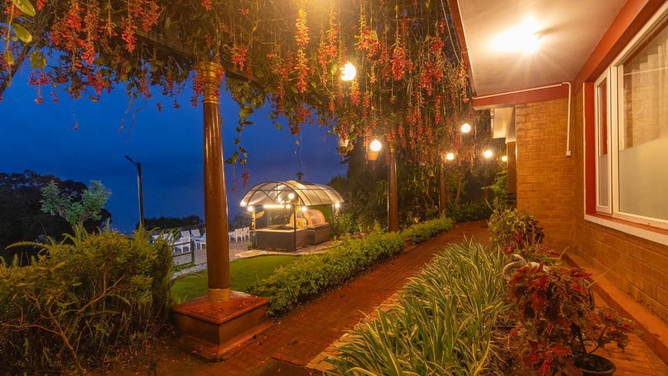 Property building, Night, Garden, Garden view