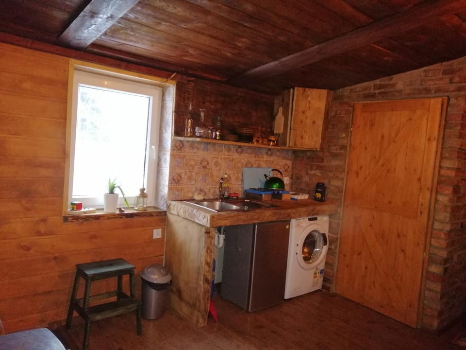Kitchen or kitchenette, stove