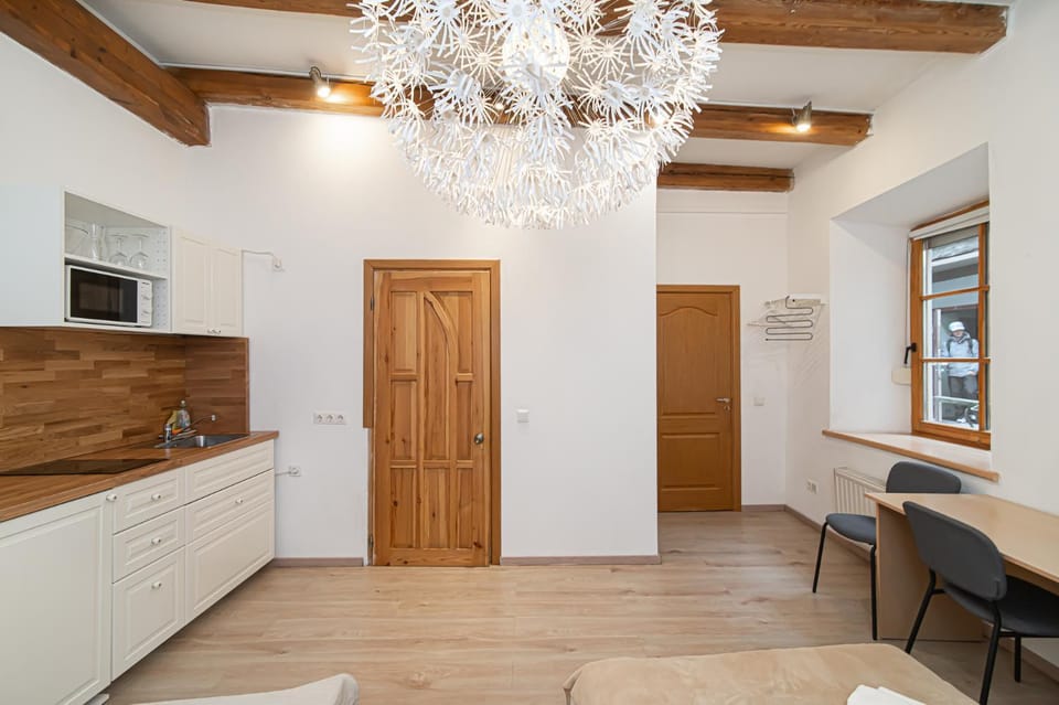 Kitchen or kitchenette, stove