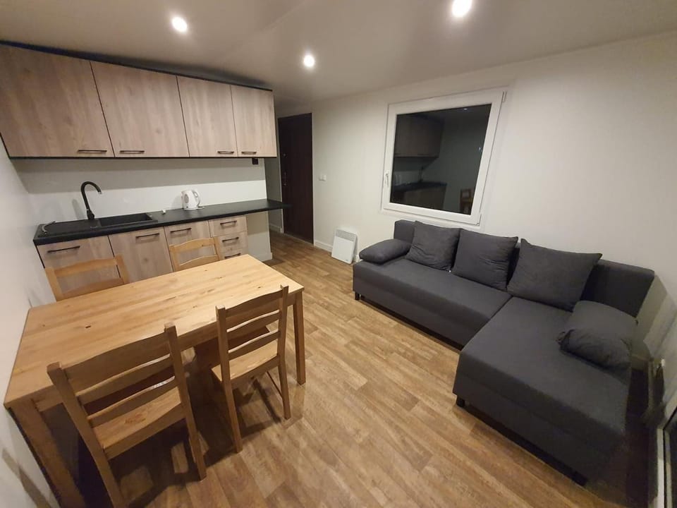 Kitchen or kitchenette, Living room, Seating area