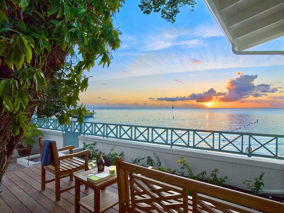 View (from property/room), Balcony/Terrace, Beach, furniture