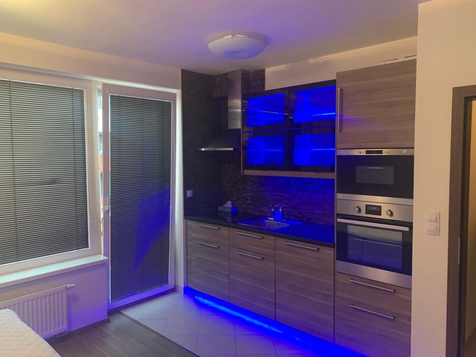 Kitchen or kitchenette, oven, stove