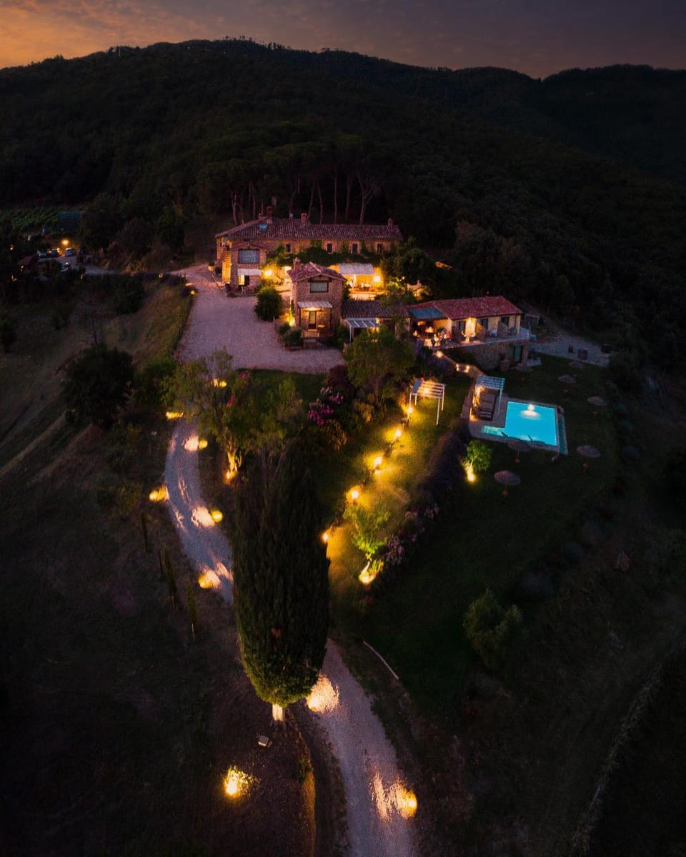 Property building, Bird's eye view, Sunset