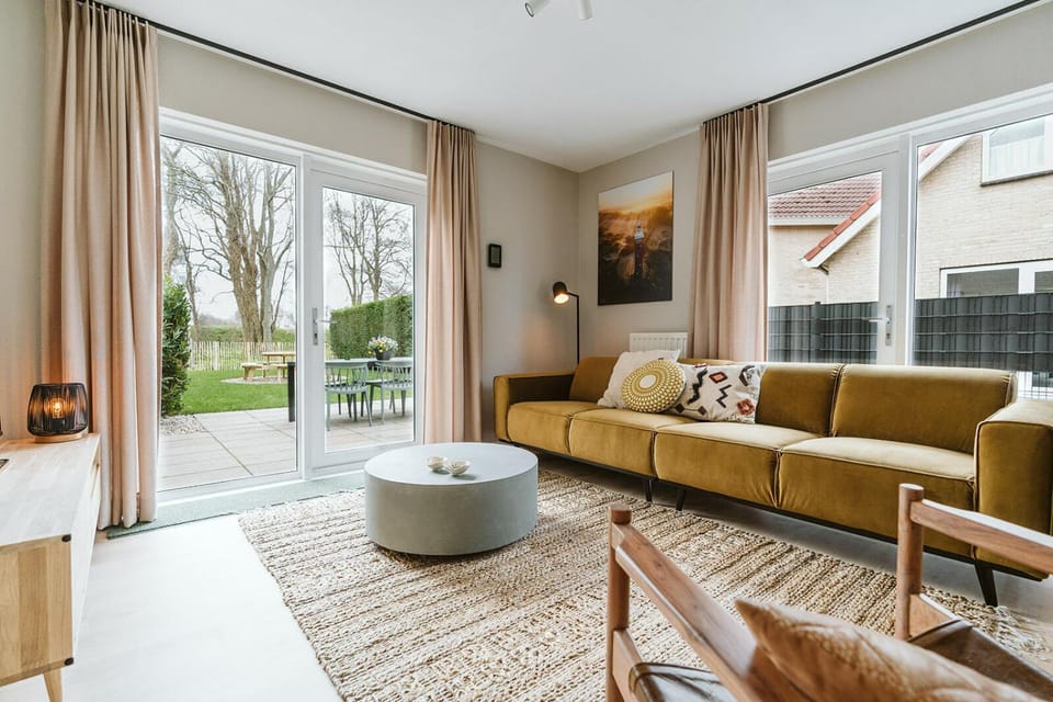 Living room, Seating area, Garden view