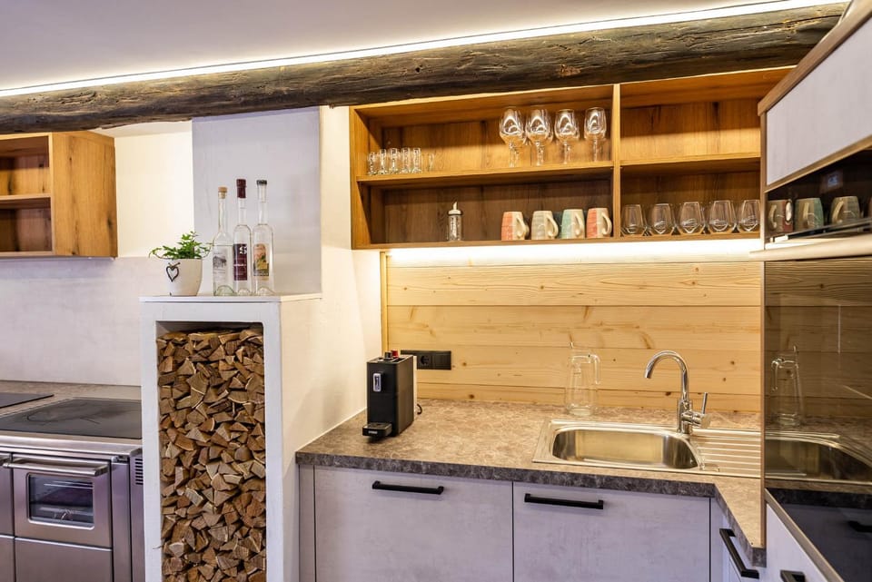 Kitchen or kitchenette, dishwasher, stove