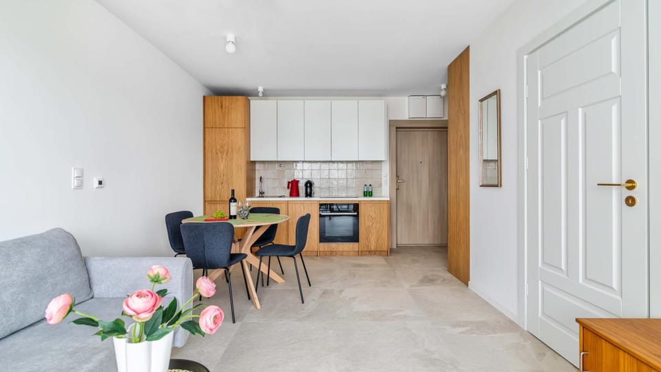 Kitchen or kitchenette, Living room, Dining area, stove