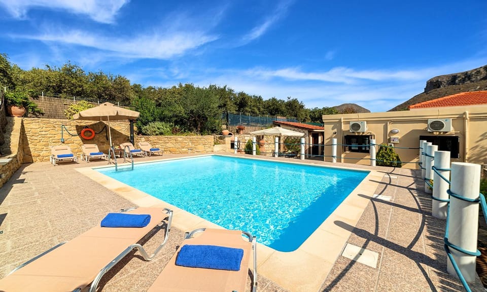Patio, Natural landscape, Mountain view, Swimming pool, sunbed