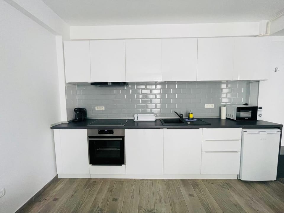 Kitchen or kitchenette, dishwasher, stove