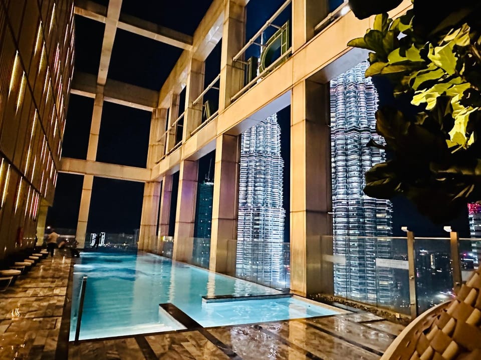Night, Pool view, Swimming pool
