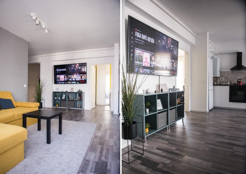 Sunlit Modern Apartment with Fast WiFi Self Check in Free Parking Apartment in Brasov
