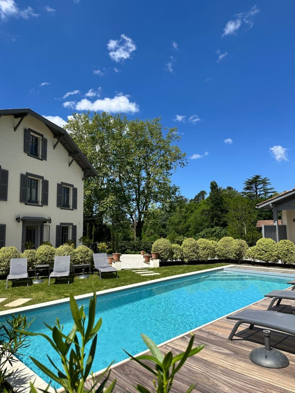 Property building, Natural landscape, Garden, Garden, Swimming pool, Parking, sunbed