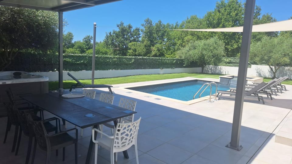 Patio, Pool view, Swimming pool, sunbed