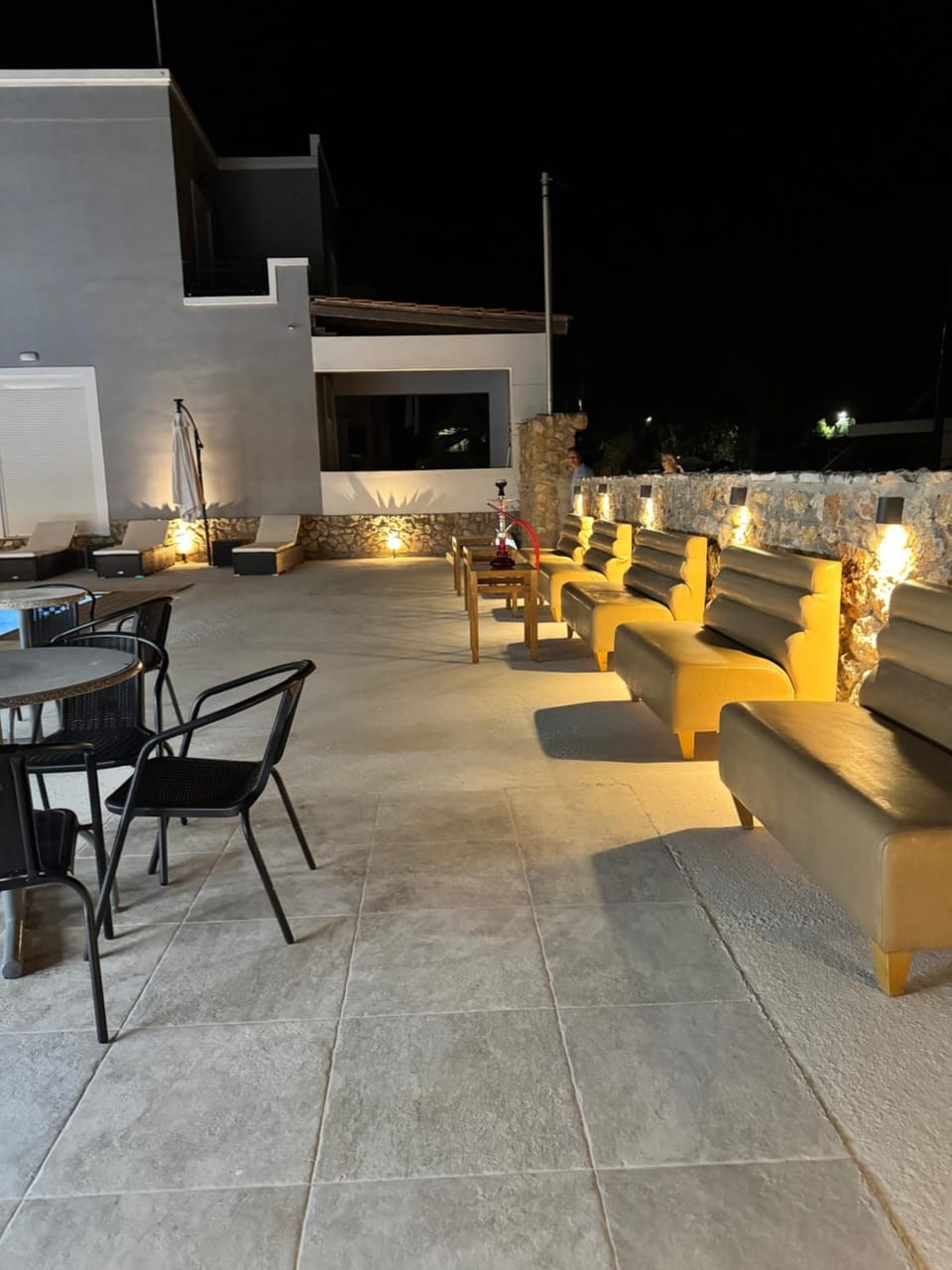 Patio, Night, BBQ facilities, View (from property/room), Living room, Seating area