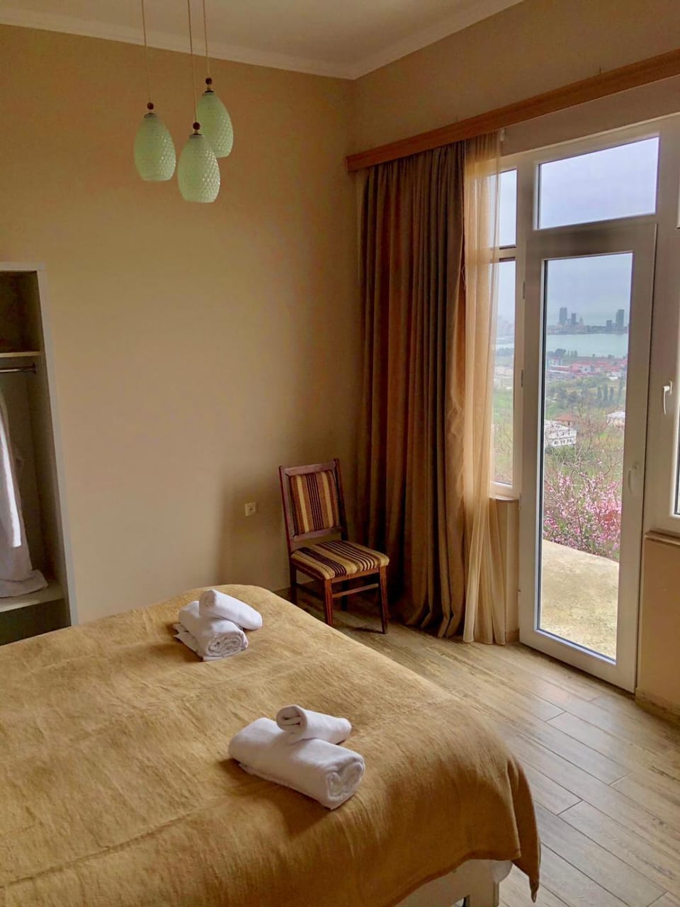Bed, Bedroom, City view
