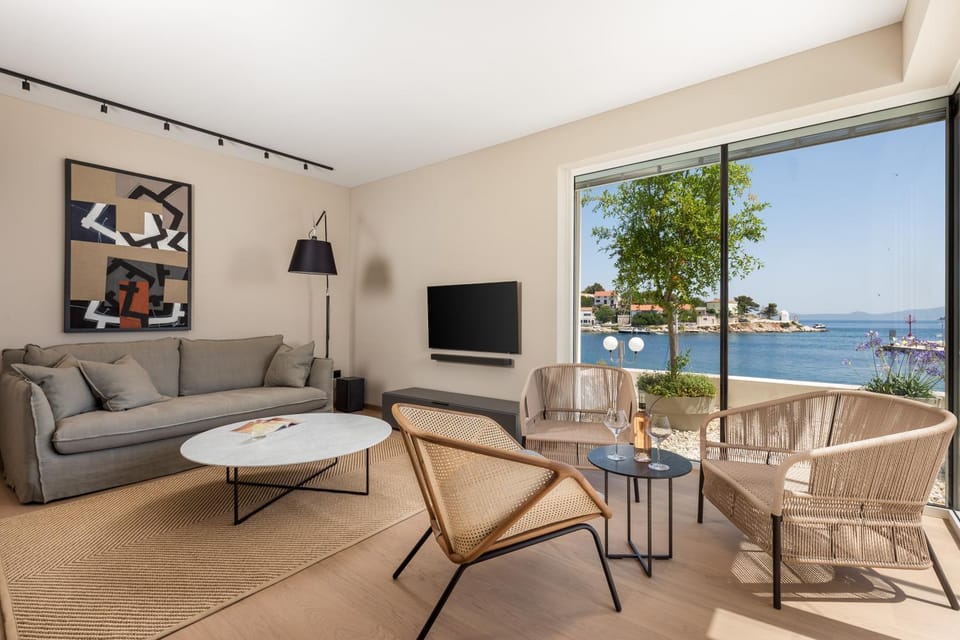 Living room, Seating area, Sea view