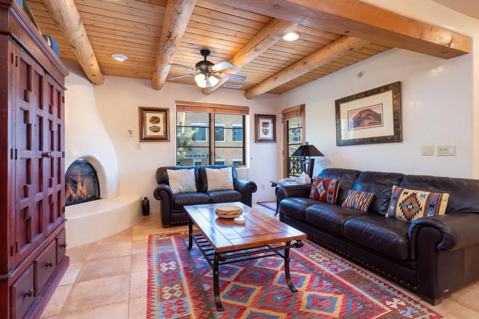 Living room, fireplace, furniture
