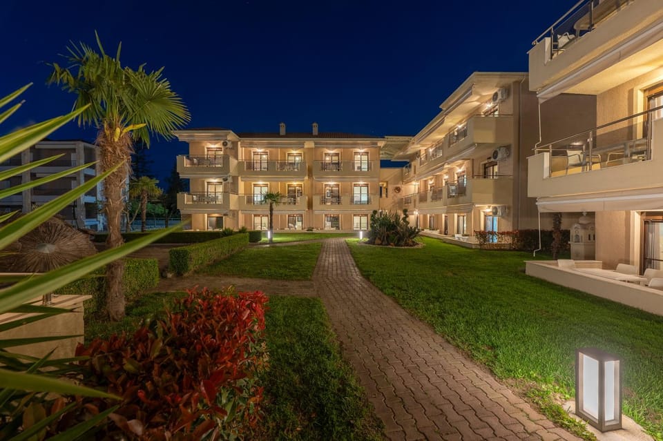 Property building, Night, Garden, Garden view