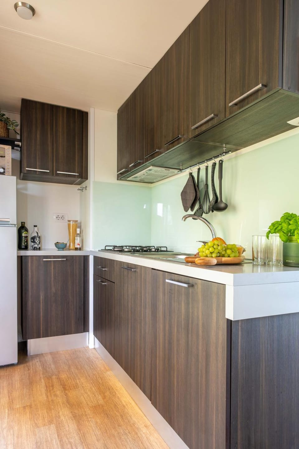 Kitchen or kitchenette, stove