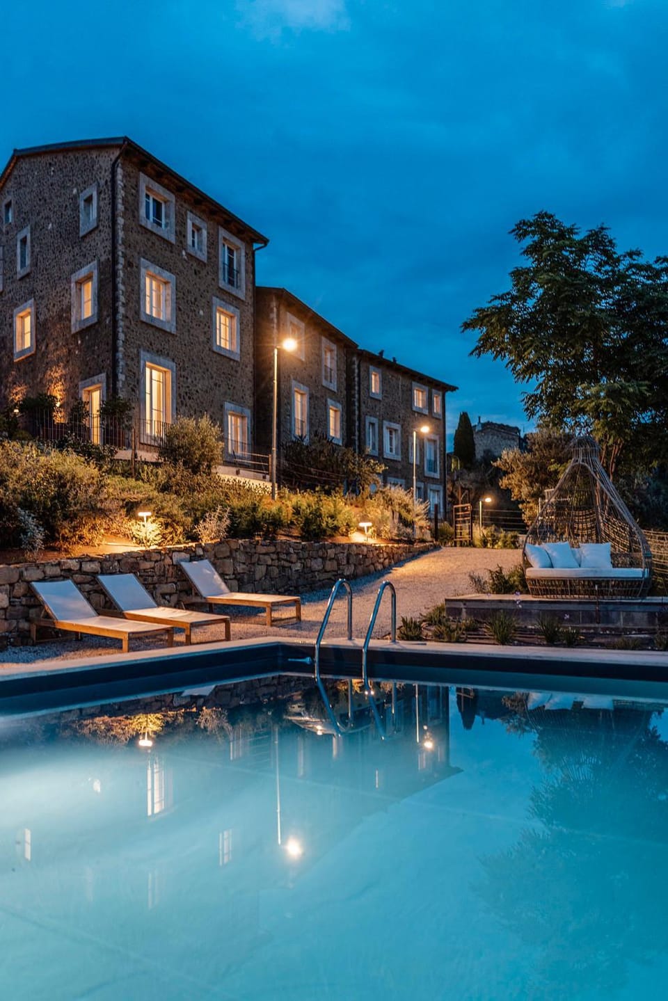 Night, Pool view, Swimming pool