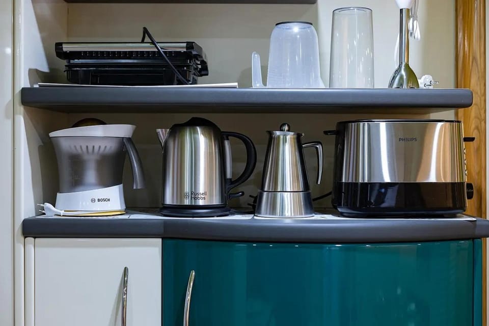 Kitchen or kitchenette, toaster