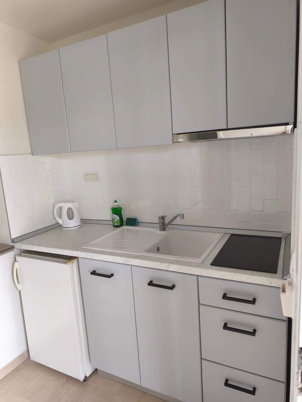 Kitchen or kitchenette, stove