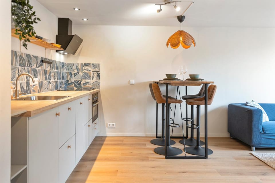 Kitchen or kitchenette, Living room, Dining area, stove