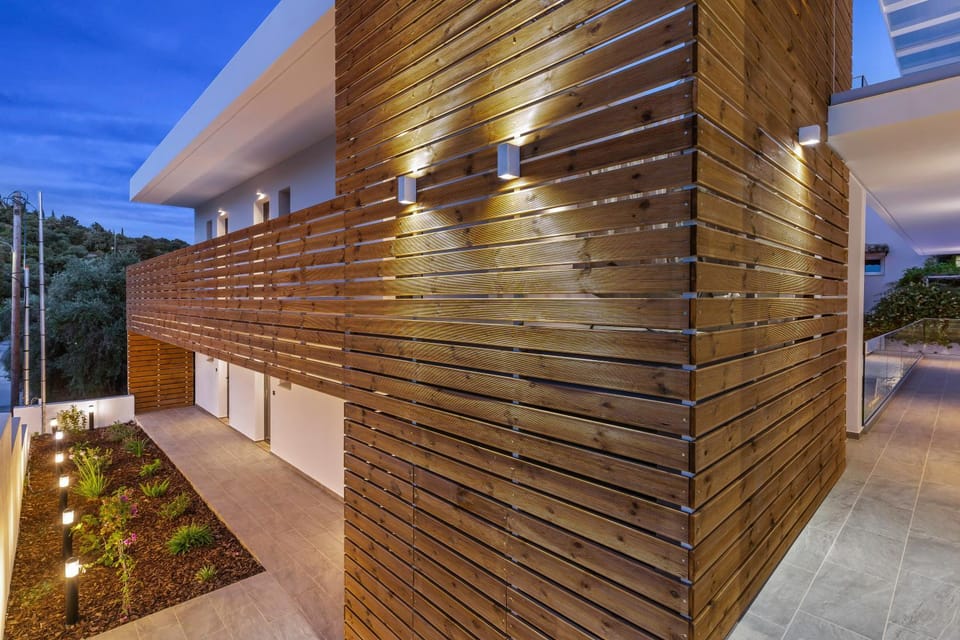 Property building, Facade/entrance, Sunset