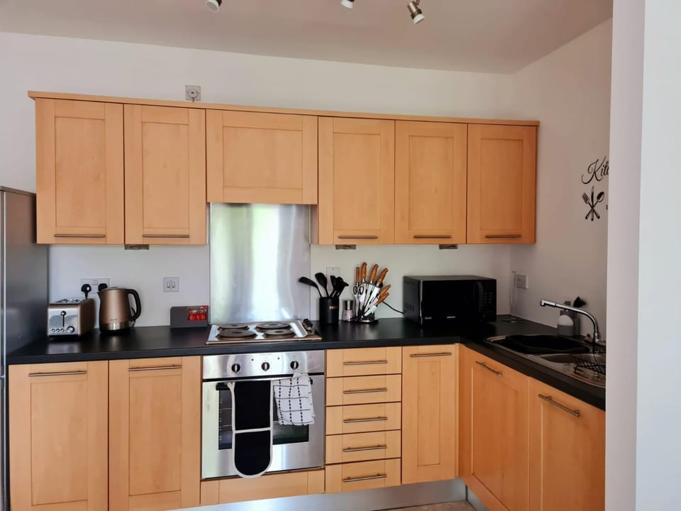 Coffee/tea facilities, Kitchen or kitchenette, stove, toaster