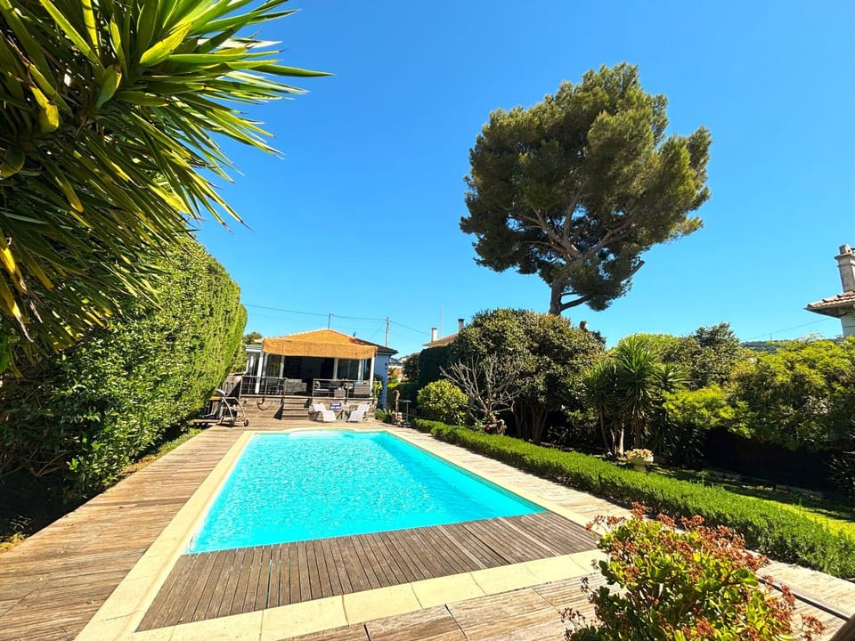 Spring, Day, Natural landscape, Garden, Garden view, Pool view, Swimming pool, sunbed