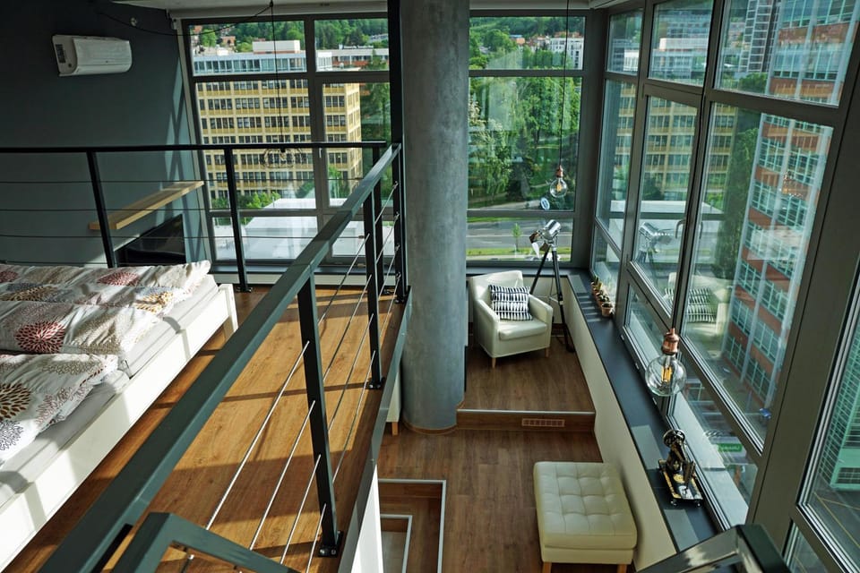 View Skyscraper Bata - loft XL Apartment in Slovakia