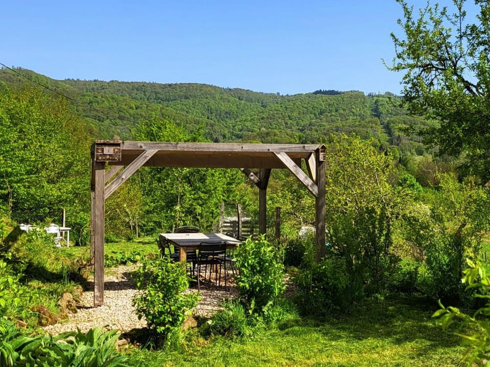 Day, Garden, Dining area, Garden view, Mountain view