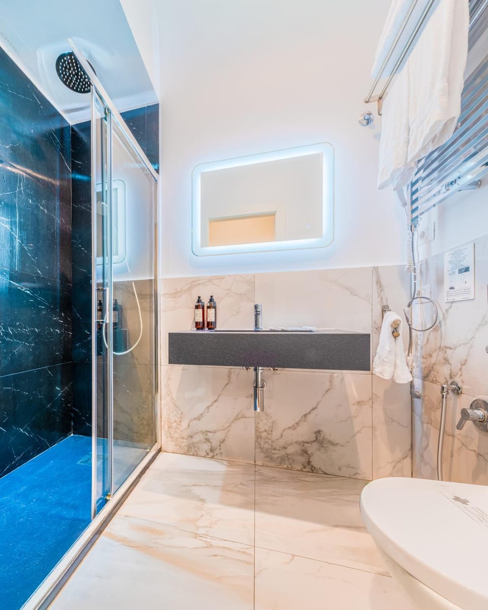Shower, Toilet, Bathroom, bidet, hair dryier, towels